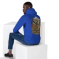 Royal Simurgh Iran unisex hoodie, back view with Simurgh, the mythical bird of Persia, above snowy mountains design