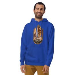 Royal Zanjan unisex hoodie with Chehrabad salt mine and salt crystals design, front view