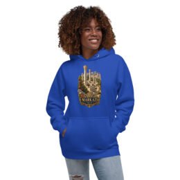 Royal Markazi unisex hoodie with ancient columns of Khorheh design, front view
