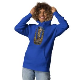 Royal Kurdistan unisex hoodie with Ziwiye fortress and golden Mannaean motifs design, front view