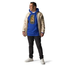 Royal Kermanshah unisex hoodie with Taq-e Bostan Sasanian rock reliefs design, front view