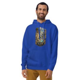 Royal Ilam unisex hoodie with Razianeh Gorge in the Zagros Mountains design, front view