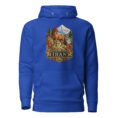 Royal Silk Road Iran unisex hoodie with Iranian horse in the mountains design, front view
