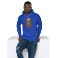 Royal Simurgh Iran unisex hoodie with mountain valley with a stream, cypress trees and pomegranates design, front view