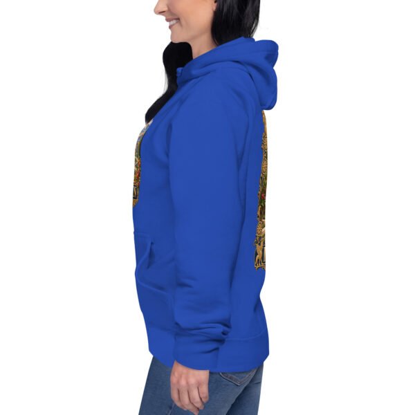 Royal Persian Garden Iran unisex hoodie with ancient Persian columns before snowy mountains design