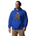 Royal Silk Road Iran unisex hoodie with Iranian horse in the mountains design, front view