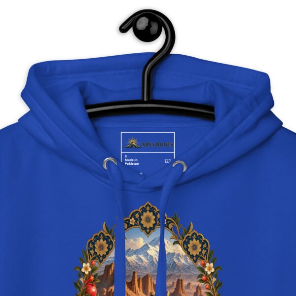 Royal Iranian Cheetah unisex hoodie with Iranian cheetah in a desert canyon design