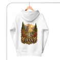 White Tomb of Cyrus Iran unisex hoodie, back view with Tomb of Cyrus the Great at Pasargadae at sunset design