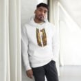 White Gate of All Nations Iran unisex hoodie with Gate of All Nations with winged Lamassu guardians and rising sun design, front view