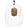 White Iranian Cheetah unisex hoodie with Iranian cheetah in a desert canyon design, front view