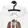 White Iranian Cheetah unisex hoodie with Iranian cheetah in a desert canyon design