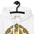 White Lion and Sun Map of Iran unisex hoodie, front with Lion and Sun medallion design