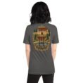 Asphalt Isfahan unisex t-shirt, back view with Naqsh-e Jahan Square and Ali Qapu Palace design