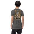 Asphalt Fars unisex t-shirt, back view with Achaemenid column capital and Persepolis design