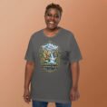 Asphalt Chaharmahal and Bakhtiari unisex t-shirt, front view with Zard-Kuh and the Koohrang waterfall design