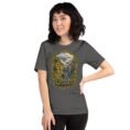 Asphalt Mazandaran unisex t-shirt, front view with terraced springs of Badab-e Surt in the Hyrcanian forest design