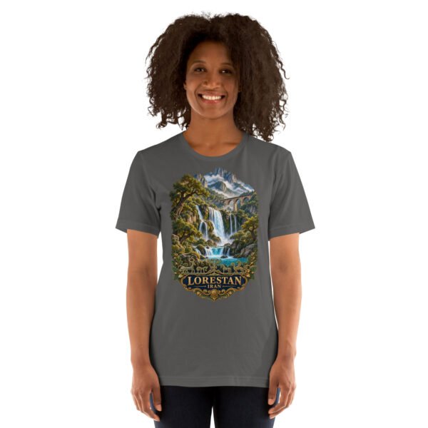 Asphalt Lorestan unisex t-shirt, front view with Falak-ol-Aflak Castle in Khorramabad design