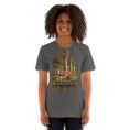 Asphalt Khuzestan unisex t-shirt, front view with ancient Susa design
