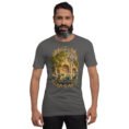 Asphalt Kermanshah unisex t-shirt, front view with Taq-e Bostan Sasanian rock reliefs design
