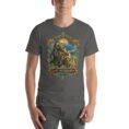 Asphalt East Azerbaijan unisex t-shirt, front view with Babak Castle and the Arasbaran valleys design