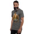 Asphalt Yazd unisex t-shirt, front view with Narin Castle of Meybod and a traditional dovecote design