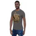 Asphalt Markazi unisex t-shirt, front view with ancient columns of Khorheh design