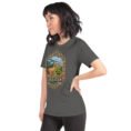 Asphalt Golestan unisex t-shirt, front view with Sasanian Great Wall of Gorgan design