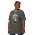 Asphalt Chaharmahal and Bakhtiari unisex t-shirt, front view with Zard-Kuh and the Koohrang waterfall design