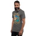 Asphalt Bushehr unisex t-shirt, front view with ancient port of Siraf and the Persian Gulf design
