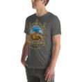 Asphalt West Azerbaijan unisex t-shirt, front view with Lake Urmia and the ancient Hasanlu mound design