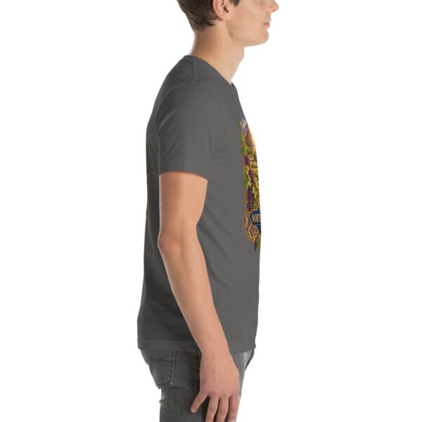 Asphalt North Khorasan unisex t-shirt, with historic citadel of Shirvan and vineyards design