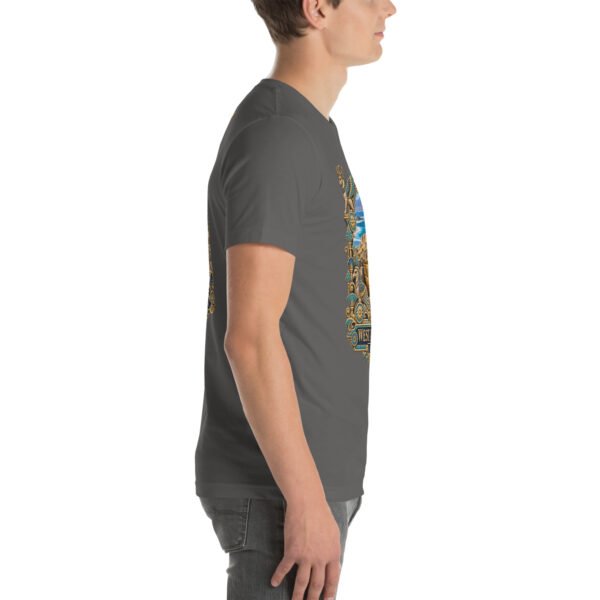 Asphalt West Azerbaijan unisex t-shirt, with Lake Urmia and the ancient Hasanlu mound design