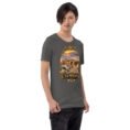 Asphalt Semnan unisex t-shirt, front view with Qasr-e Bahram caravanserai in the Dasht-e Kavir design