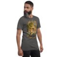 Asphalt Kermanshah unisex t-shirt, front view with Taq-e Bostan Sasanian rock reliefs design