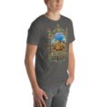 Asphalt West Azerbaijan unisex t-shirt, front view with Lake Urmia and the ancient Hasanlu mound design