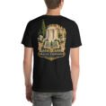 Black Khorasan Razavi unisex t-shirt, back view with Kalat-e Naderi and the Hezar Masjed mountains design