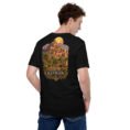 Black Kerman unisex t-shirt, back view with Kaluts of Shahdad and the Shazdeh Garden of Mahan design