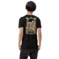 Black Fars unisex t-shirt, back view with Achaemenid column capital and Persepolis design