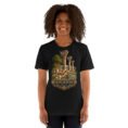 Black Khuzestan unisex t-shirt, front view with ancient Susa design
