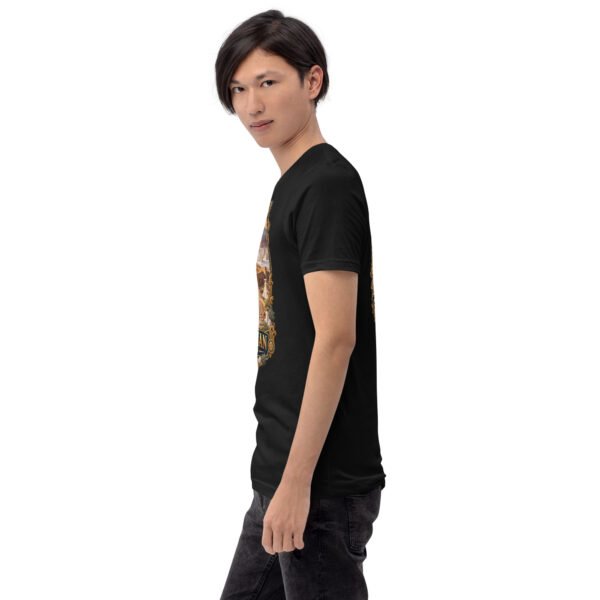 Black Semnan unisex t-shirt, with Qasr-e Bahram caravanserai in the Dasht-e Kavir design