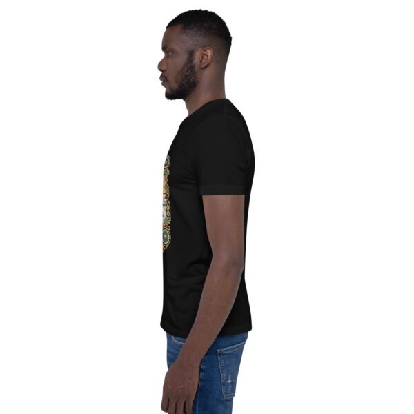 Black Qom unisex t-shirt, with Deir-e Gachin caravanserai in the desert design