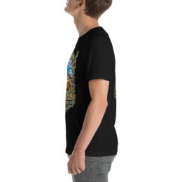 Black West Azerbaijan unisex t-shirt, with Lake Urmia and the ancient Hasanlu mound design