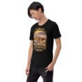 Black Semnan unisex t-shirt, front view with Qasr-e Bahram caravanserai in the Dasht-e Kavir design