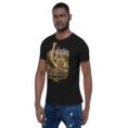 Black Markazi unisex t-shirt, front view with ancient columns of Khorheh design