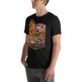 Black South Khorasan unisex t-shirt, front view with historic citadel of Birjand design