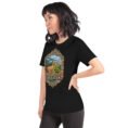 Black Golestan unisex t-shirt, front view with Sasanian Great Wall of Gorgan design