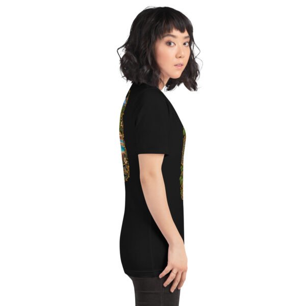 Black Mazandaran unisex t-shirt, with terraced springs of Badab-e Surt in the Hyrcanian forest design