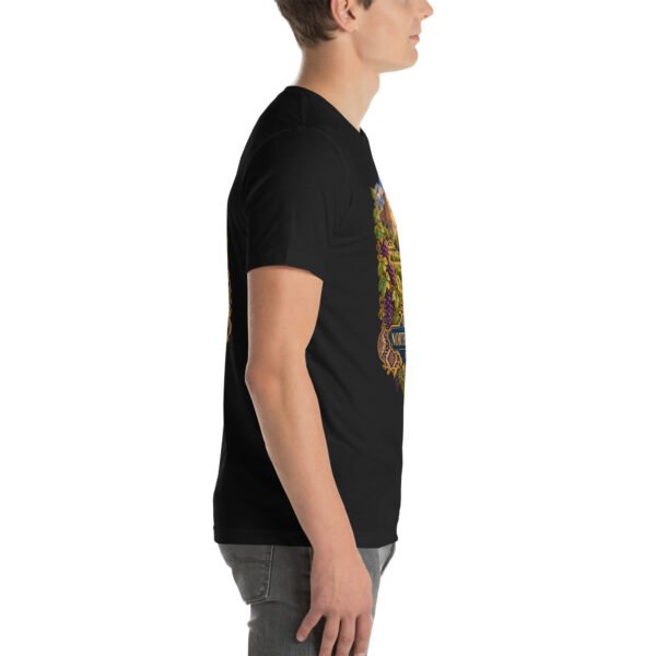 Black North Khorasan unisex t-shirt, with historic citadel of Shirvan and vineyards design