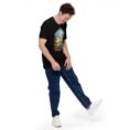 Black Tehran unisex t-shirt, front view with Azadi Tower and Mount Damavand design