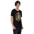 Black Fars unisex t-shirt, front view with Persepolis and Achaemenid columns design